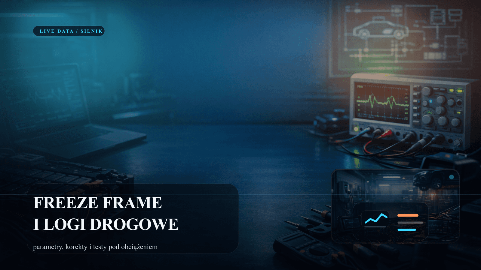 Diagnosta analizuje parametry live data na ekranie przy aucie spalinowym.