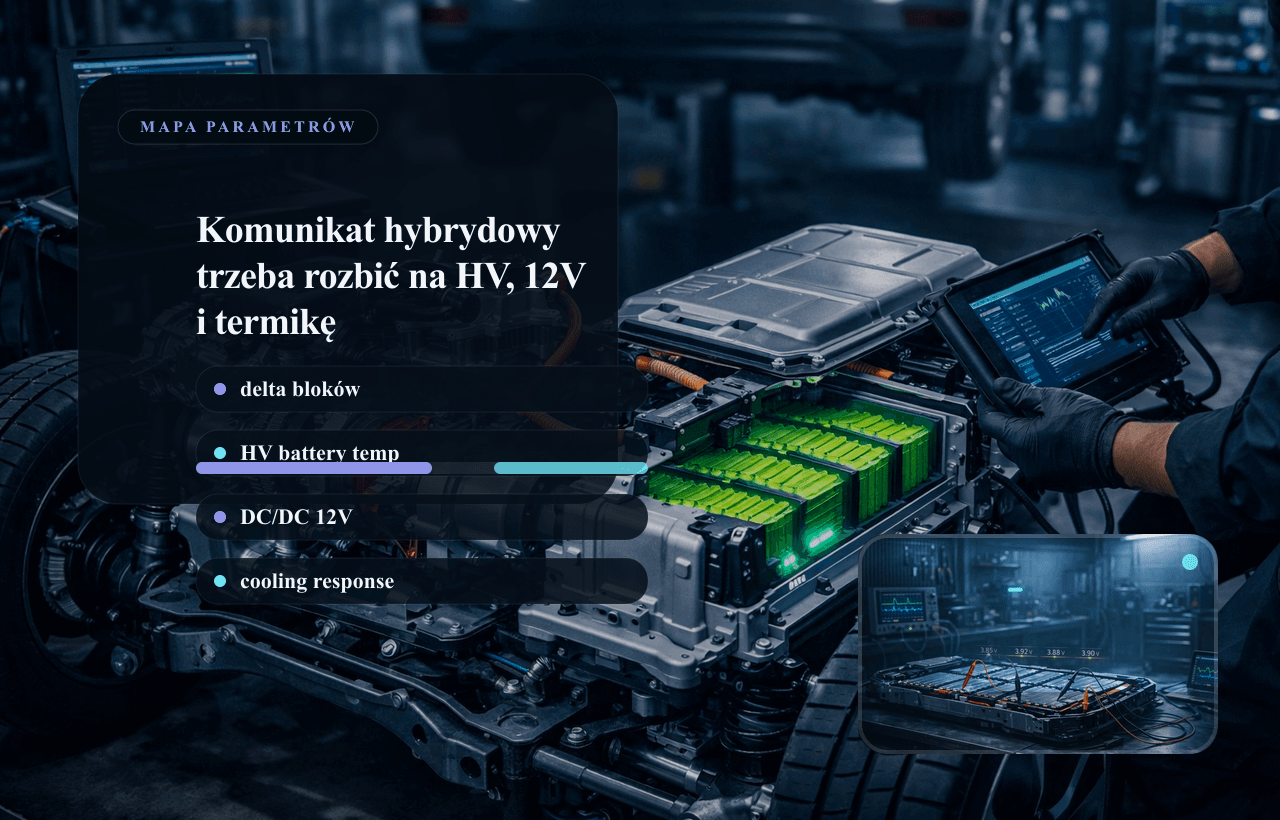 Panel danych live data Lexus: check hybrid system, delta bloków, temperatura falownika i DC/DC.