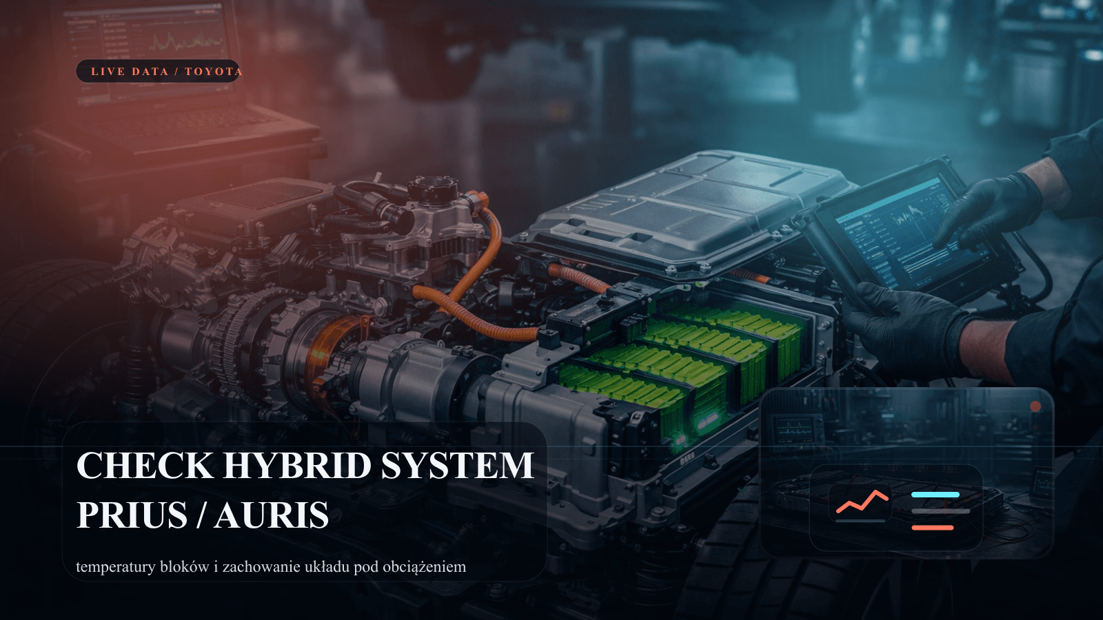 Diagnostyka Toyoty z komunikatem check hybrid system i analizą danych HV.