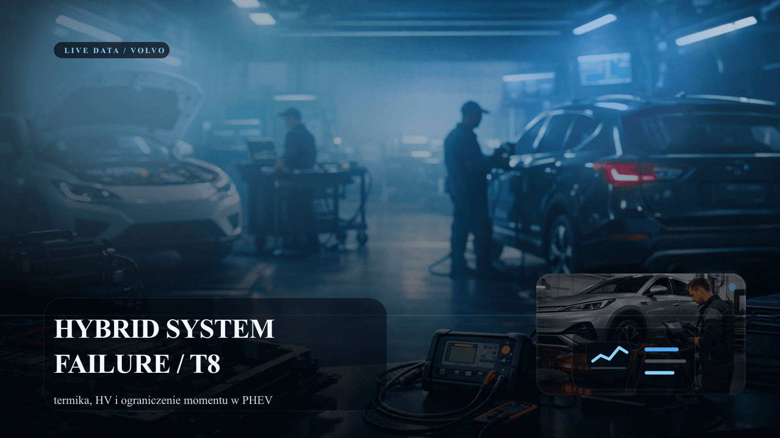 Diagnostyka Volvo z komunikatem hybrid system failure service required.