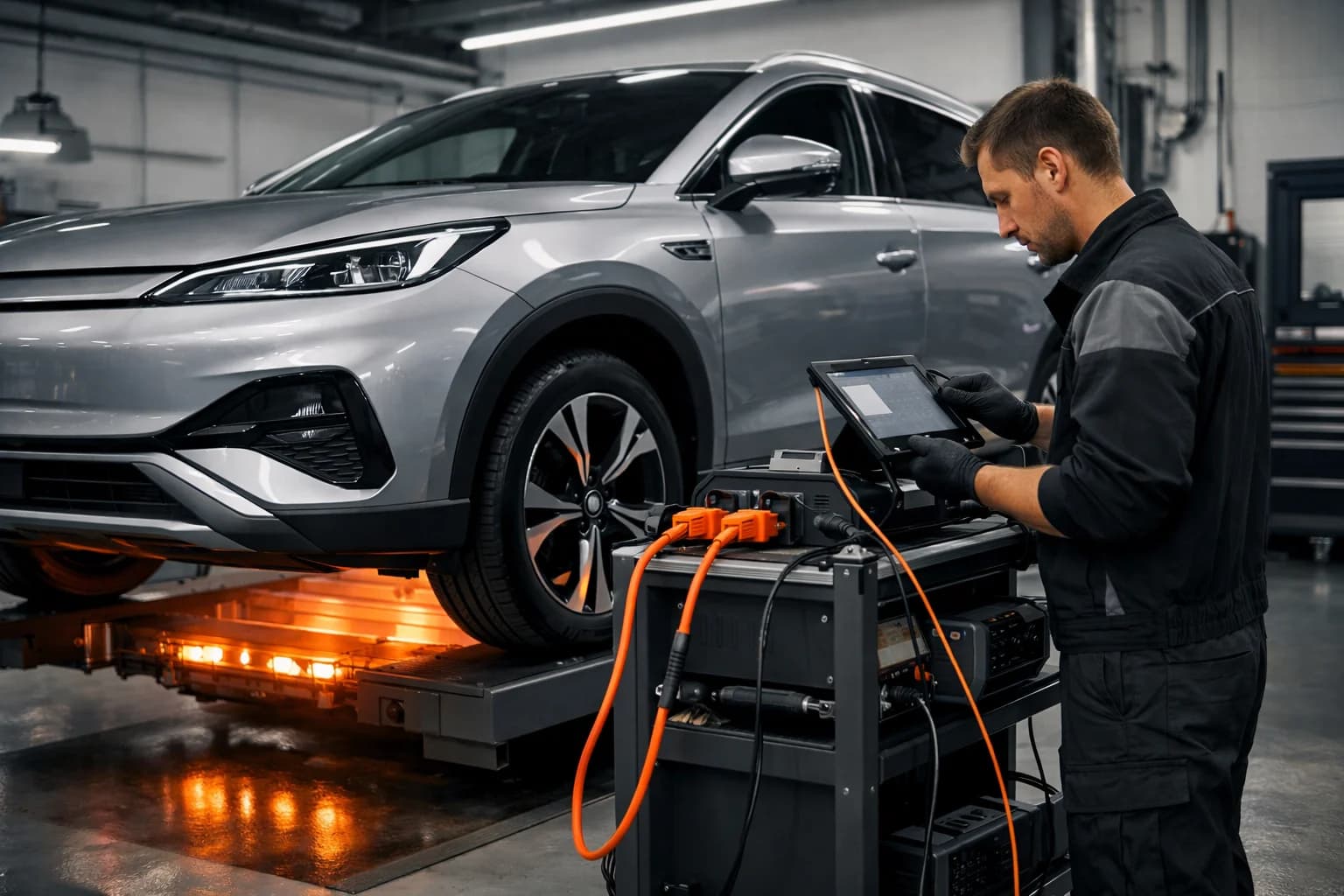 Tablet diagnostyczny przy używanym BYD lub MG.