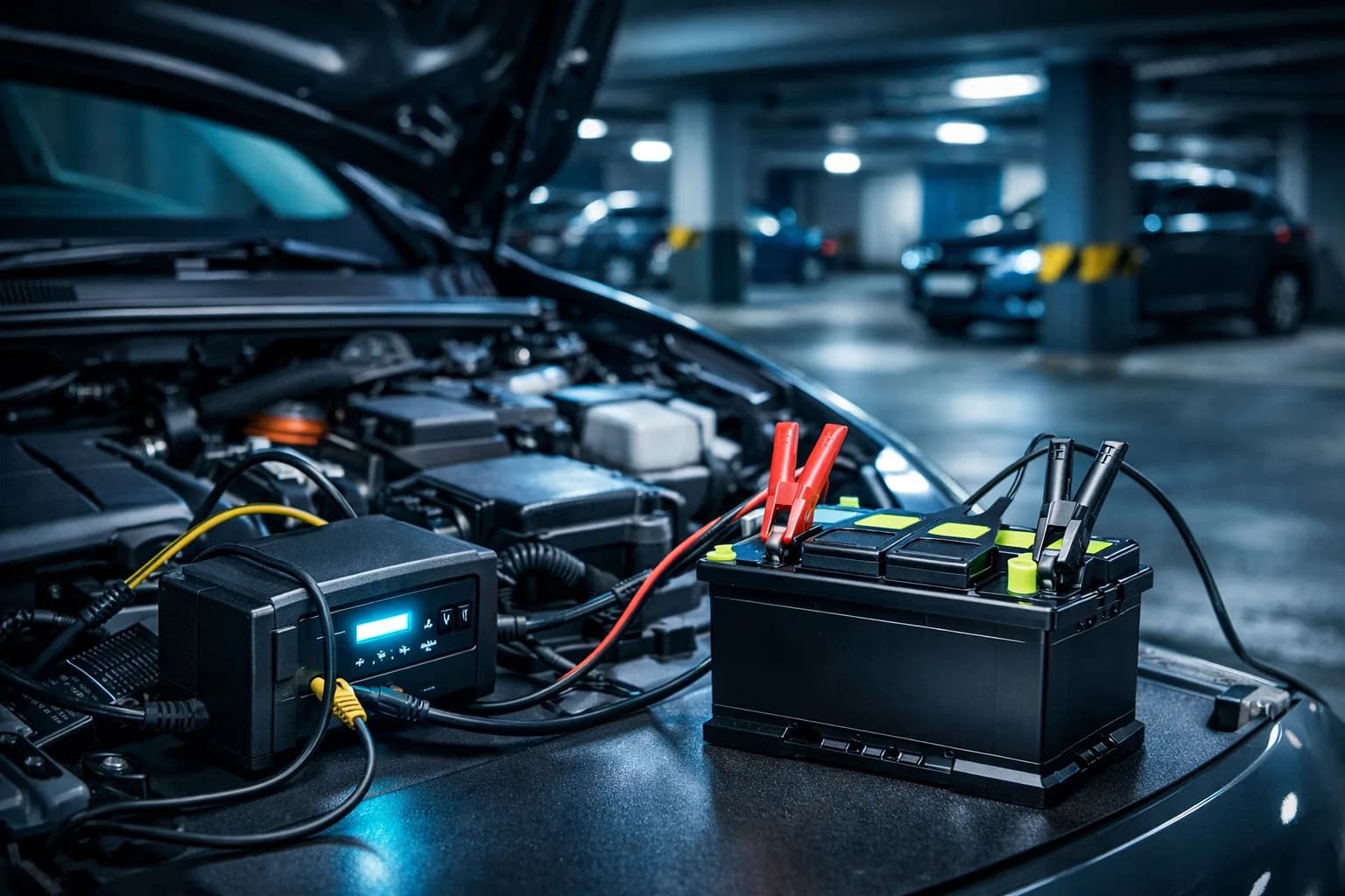 Podtrzymanie napięcia przy wymianie akumulatora 12V w hybrydzie.