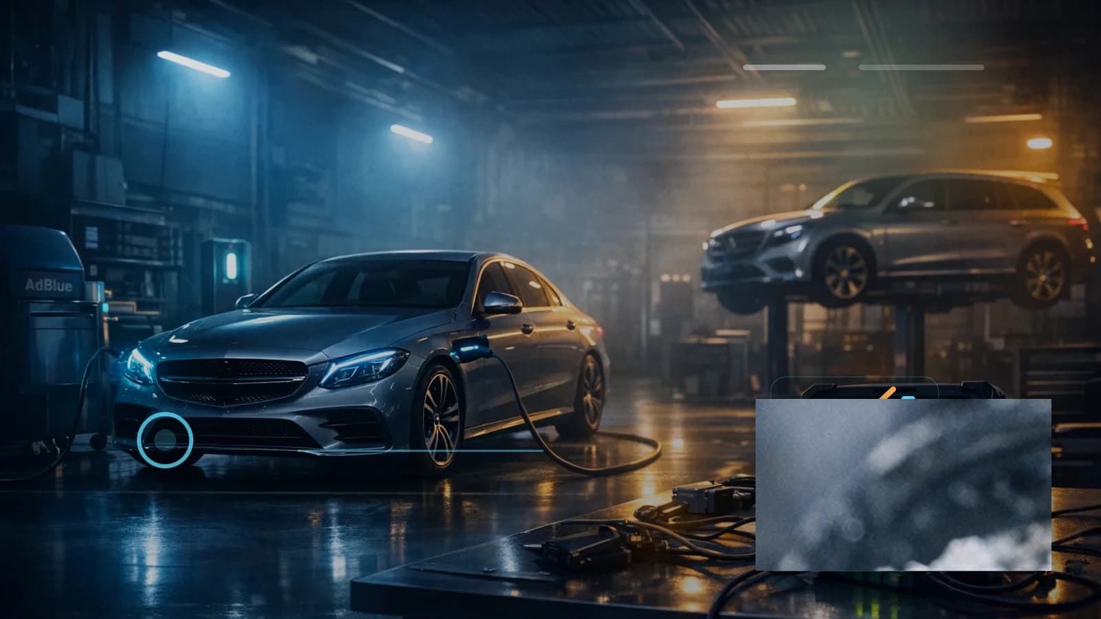 Mercedes z karta komunikatow AdBlue, limp mode i 9G-Tronic.