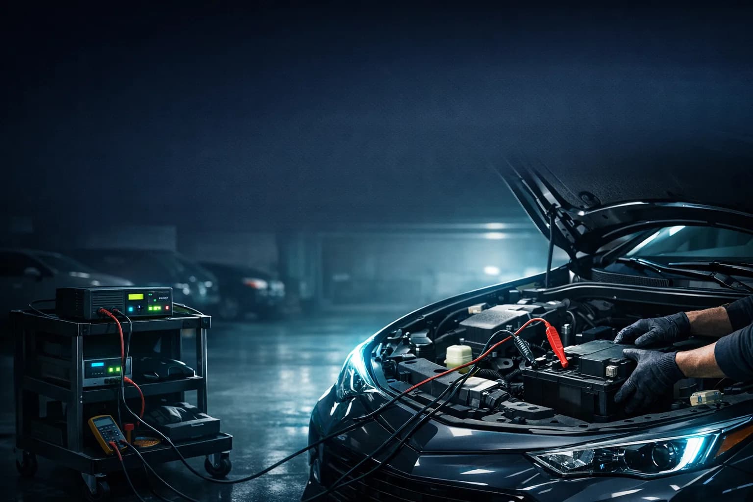 Obsługa akumulatora 12V w hybrydzie z zasilaniem buforowym.