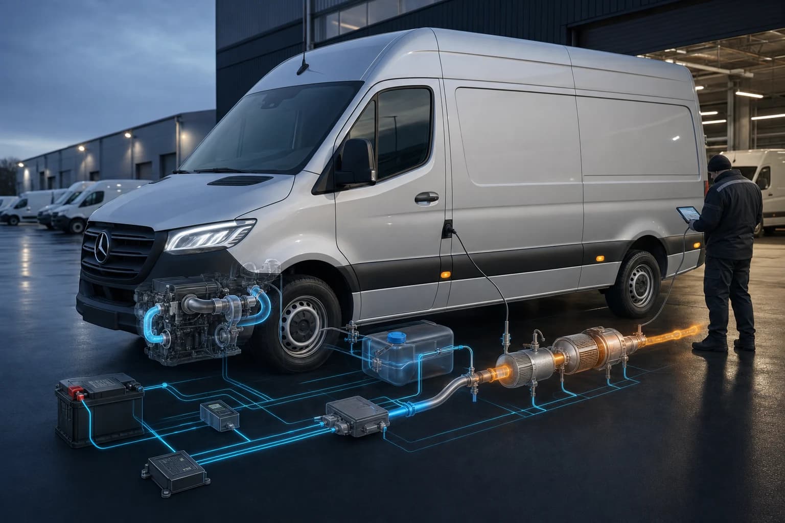 Mercedes Sprinter w diagnostyce układu AdBlue, SCR i NOx.